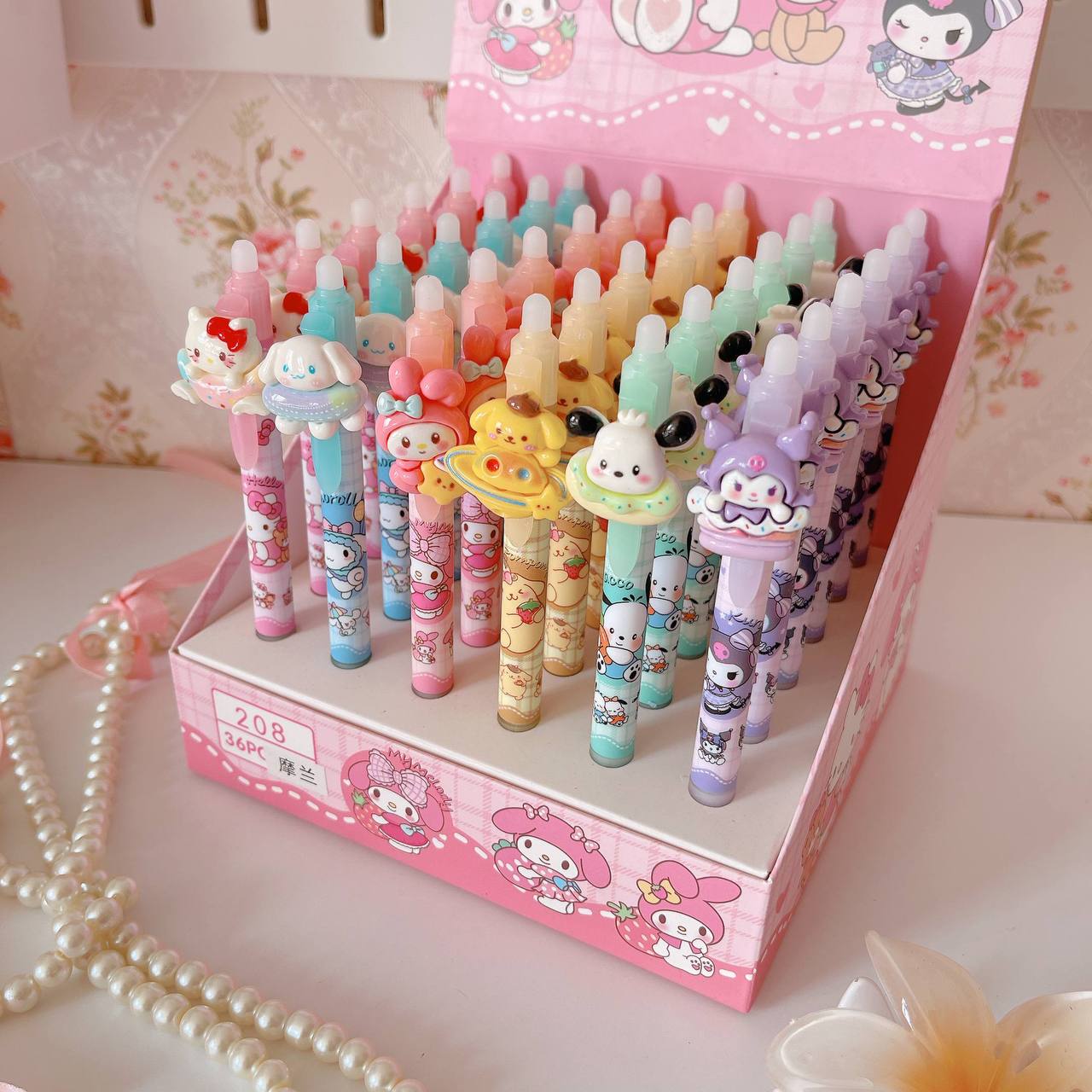 Colored pens with eraser