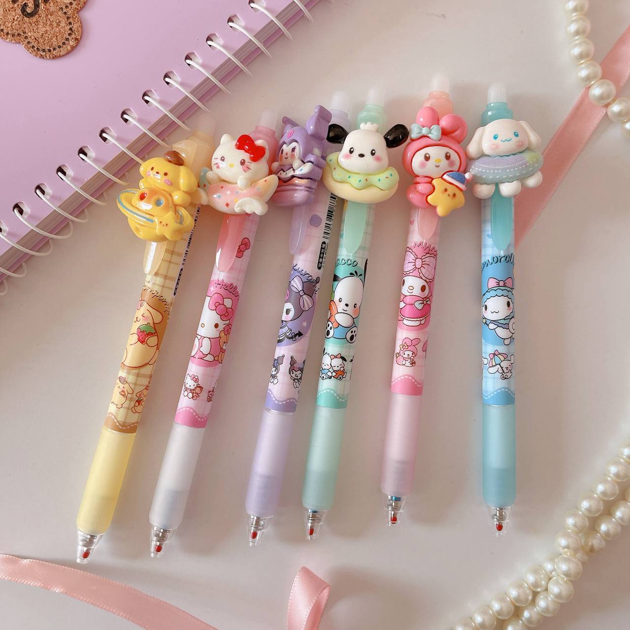 Colored pens with eraser