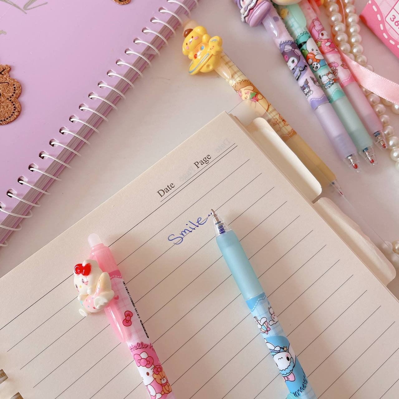 Colored pens with eraser
