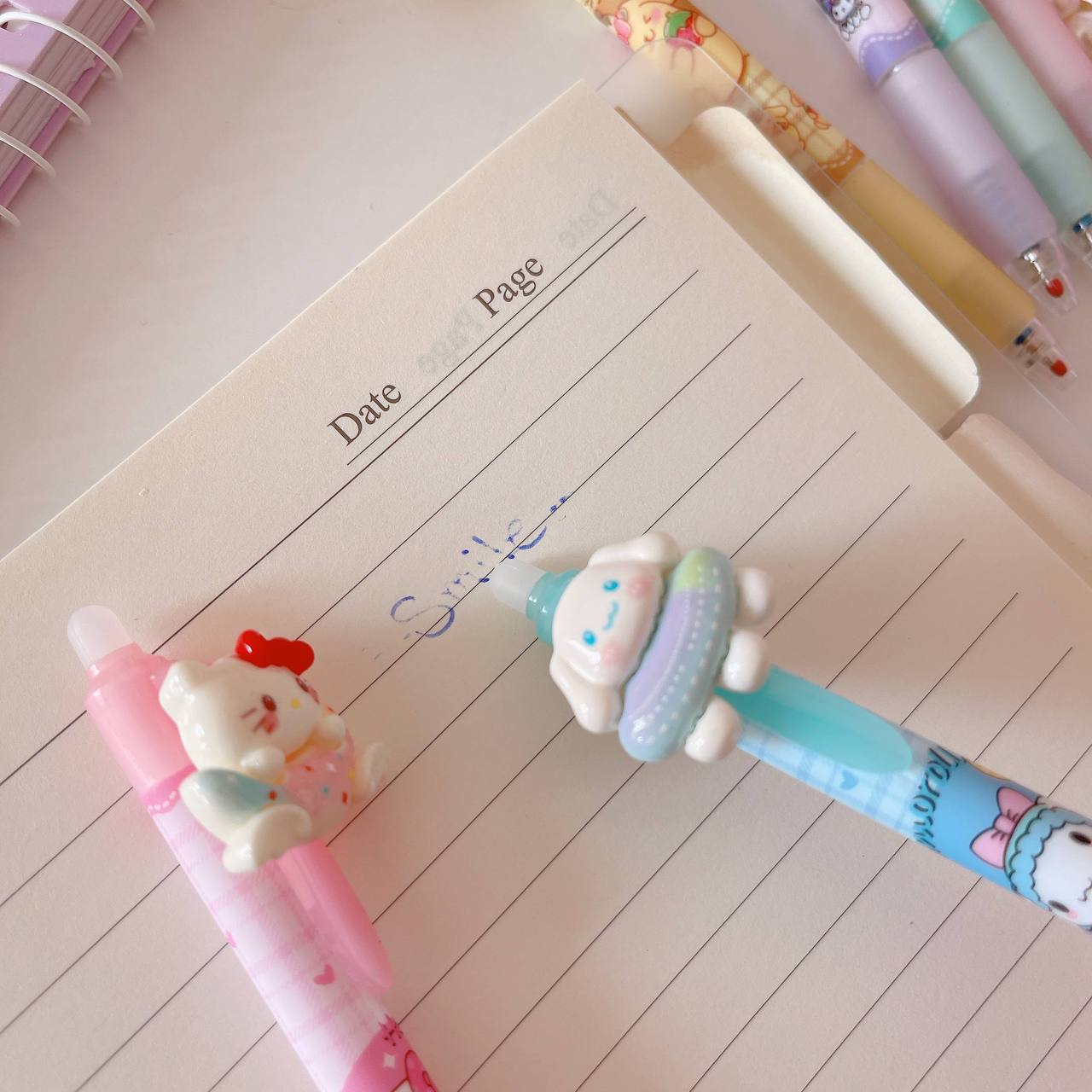 Colored pens with eraser